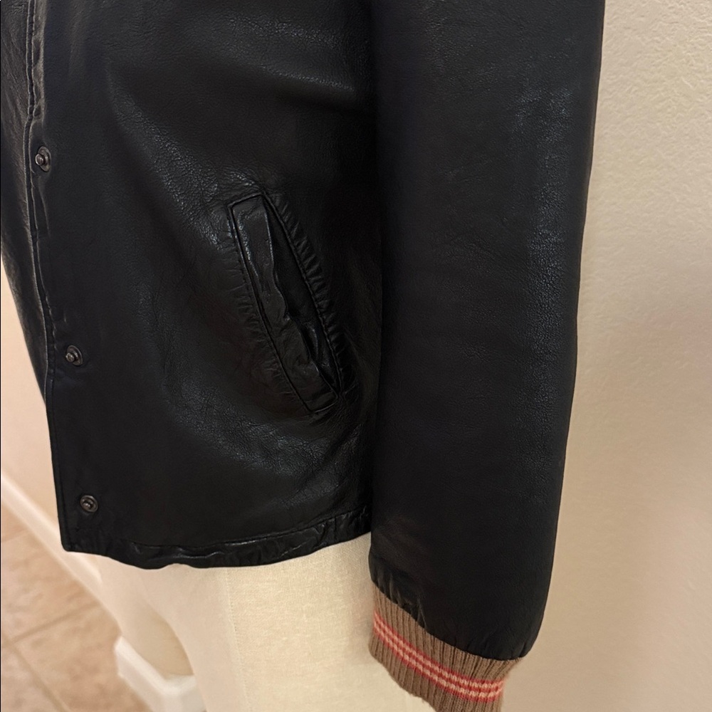 BCBGMaxAzria Black Bomber Leather Jacket - Picture 3 of 13